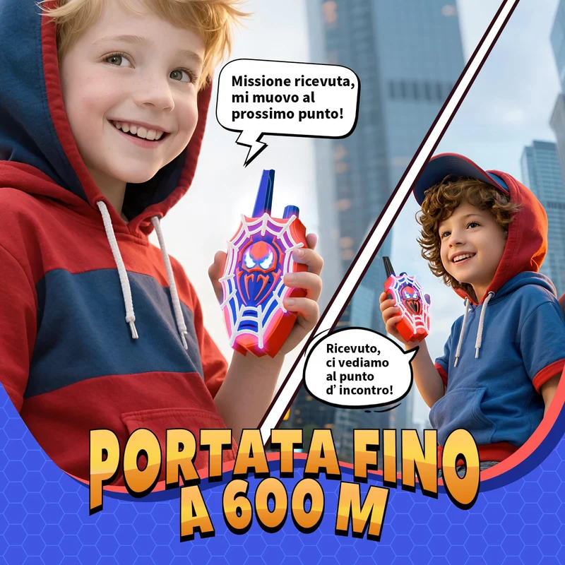 Mirthigig Walkie Talkie Bambini, Ragnatela con Luci e Occhi Lampeggianti, Giocattolo Gioco Bambino 3 4 5 6 7 8 10 11 Anni, Giocattoli Giochi Bambini 3-12 Anni, Natale Regalo Bimbo 3-12 Anni Maschio