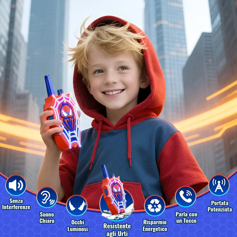 Mirthigig Walkie Talkie Bambini, Ragnatela con Luci e Occhi Lampeggianti, Giocattolo Gioco Bambino 3 4 5 6 7 8 10 11 Anni, Giocattoli Giochi Bambini 3-12 Anni, Natale Regalo Bimbo 3-12 Anni Maschio
