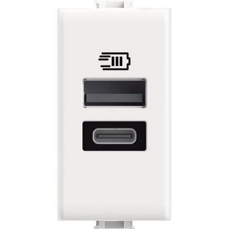 Presa usb doppia bticino matix tipo a+c 15w 230v 1 modulo bianco tensione uscita 5vdc AM4191AC