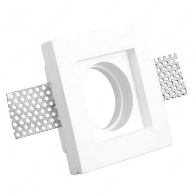 Portafaretto Quadrato piatto, da Incasso, in Gesso per Lampadine GU10 e GU5.3 -