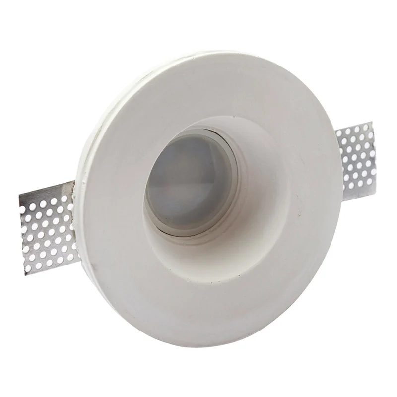 Portafaretto Rotondo piatto, da Incasso, in Gesso per Lampadine GU10 e GU5.3