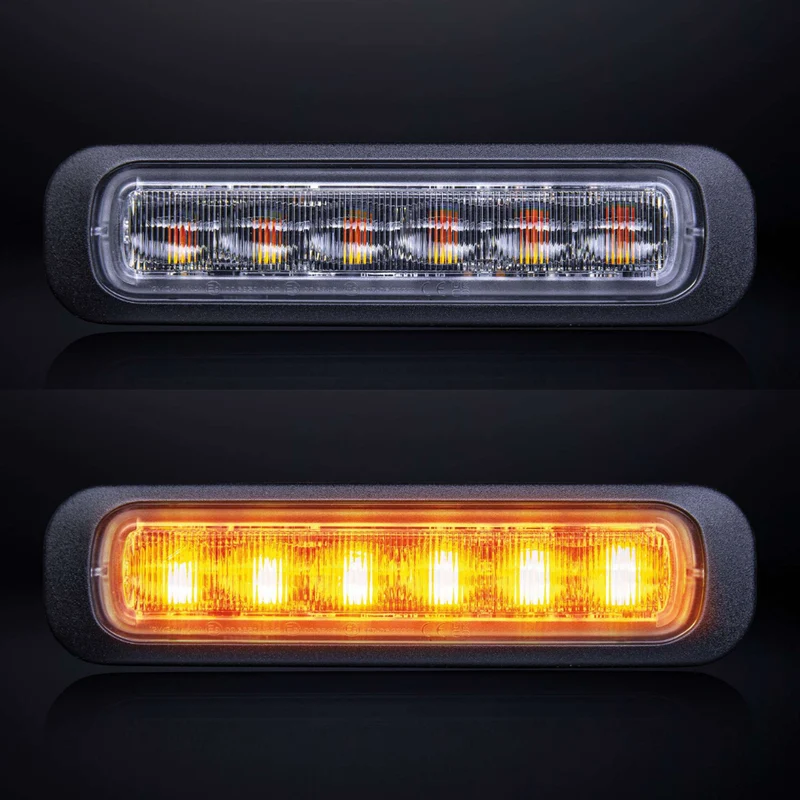 Luce stroboscopica Strands Dark Knight color ambra con lente trasparente