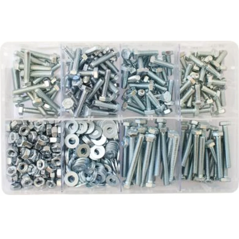 Scatola assortita di hardware M6 - Viti di fermo, dadi e rondelle piatte (150)