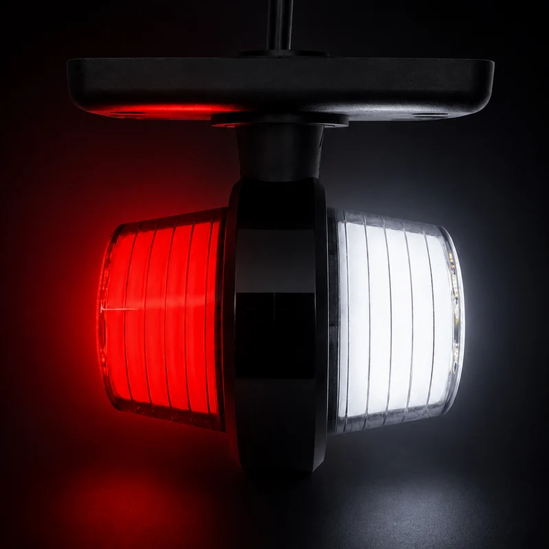Old School Danish Short LED Outline Marker Light / Red & White Neon Lens