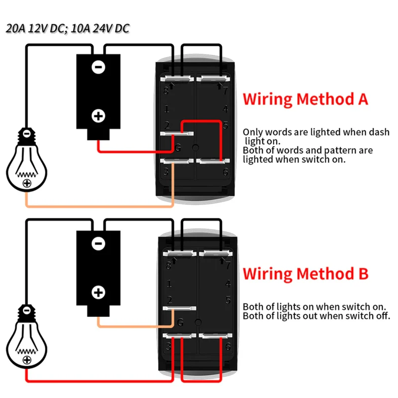 Rectangular ON-OFF Rocker Switch with LEDs / Interior Lights