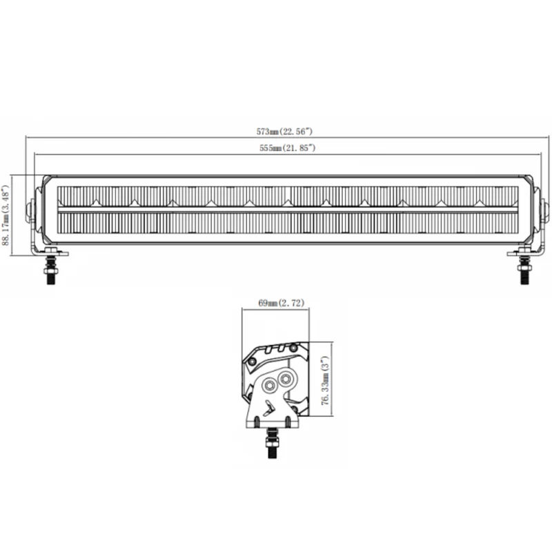 Barra luminosa a LED da 22" con striscia DRL bianca