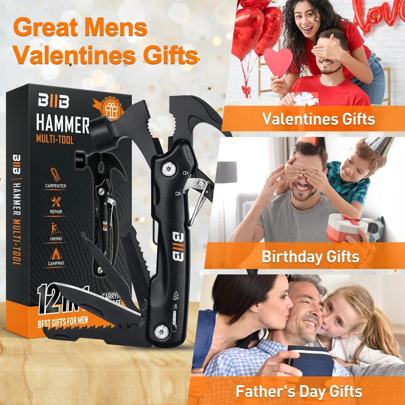 BIIB Regalo Uomo, 12 in 1 Multitool Gadget Utili, Idee Regalo Uomo Compleanno, Regali per Lui Attrezzo Multifunzione, Regalo Anniversario per Lui, Regali Natale Originali Regali Secret Santa