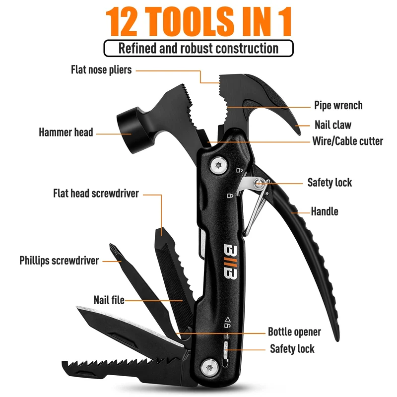 BIIB Regalo Uomo, 12 in 1 Multitool Gadget Utili, Idee Regalo Uomo Compleanno, Regali per Lui Attrezzo Multifunzione, Regalo Anniversario per Lui, Regali Natale Originali Regali Secret Santa
