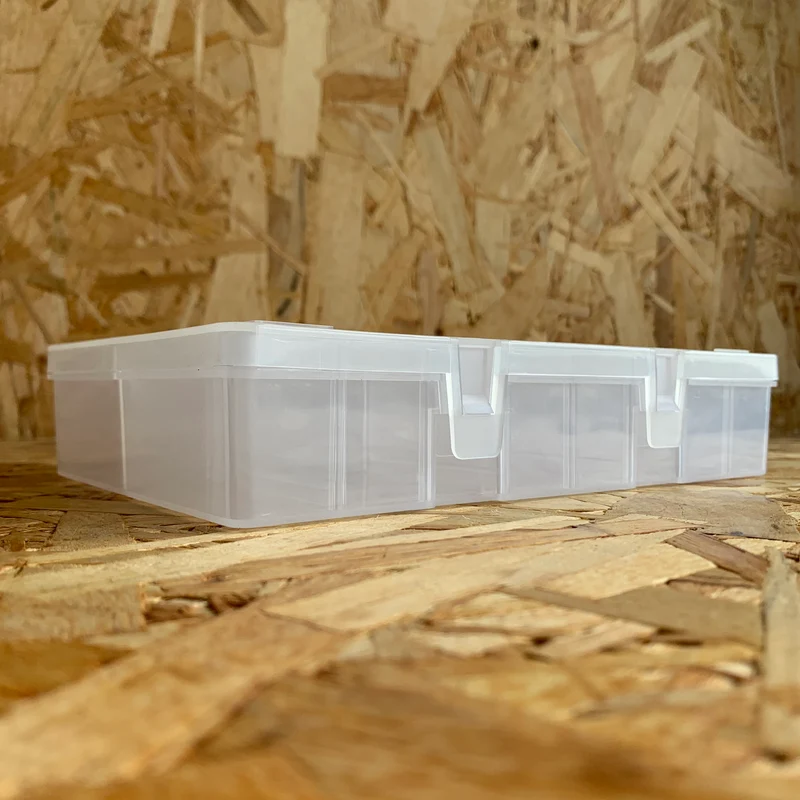 Scatola di plastica con coperchio incernierato e divisori