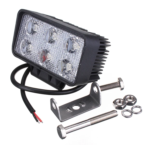 Rectangular 18W LED Work Light with 1100 Lumen Flood Beam