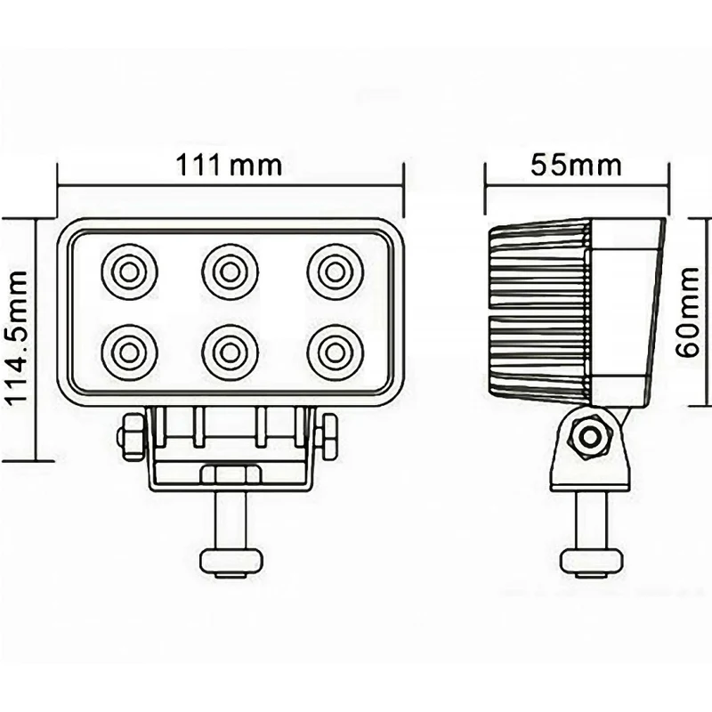 Rectangular 18W LED Work Light with 1100 Lumen Flood Beam