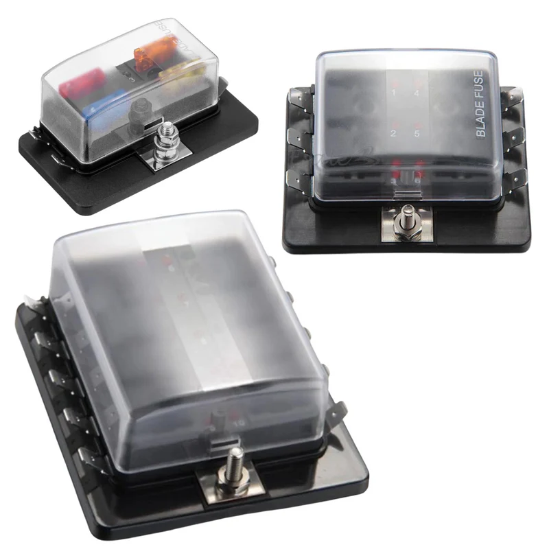 Standard Blade Fuse Box with LEDs Common Busbar / 6.3mm Blade Connection