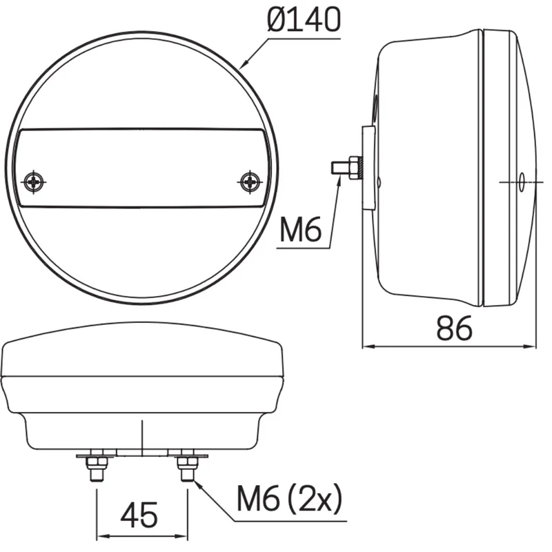 SIM 3111 Luce per rimorchio rotonda per hamburger con indicatore dinamico