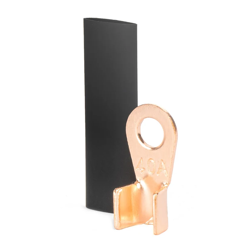 Assorted Non-Insulated Copper Ring Terminals with Heat Shrink Tubing
