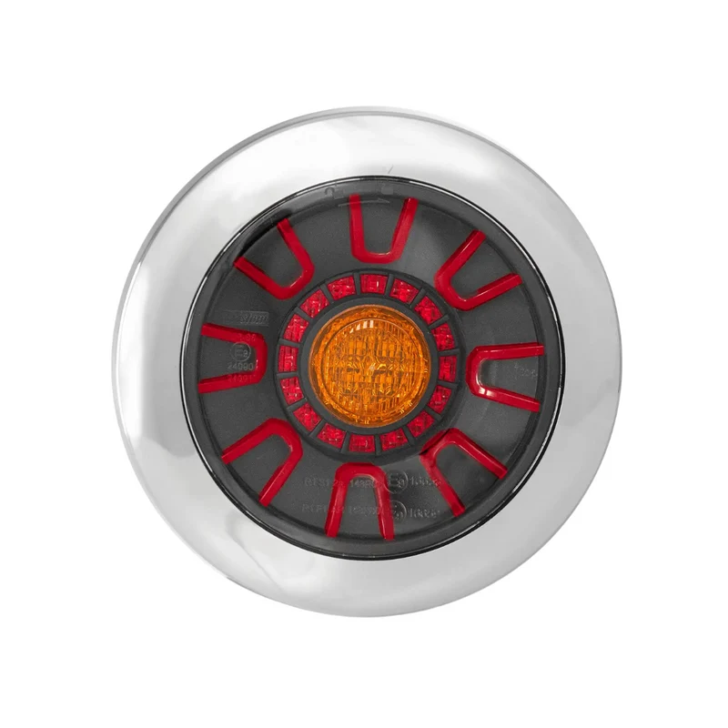 Fristom Dark Round Rear Light with Stop,Tail & Indicator / Chrome Cover