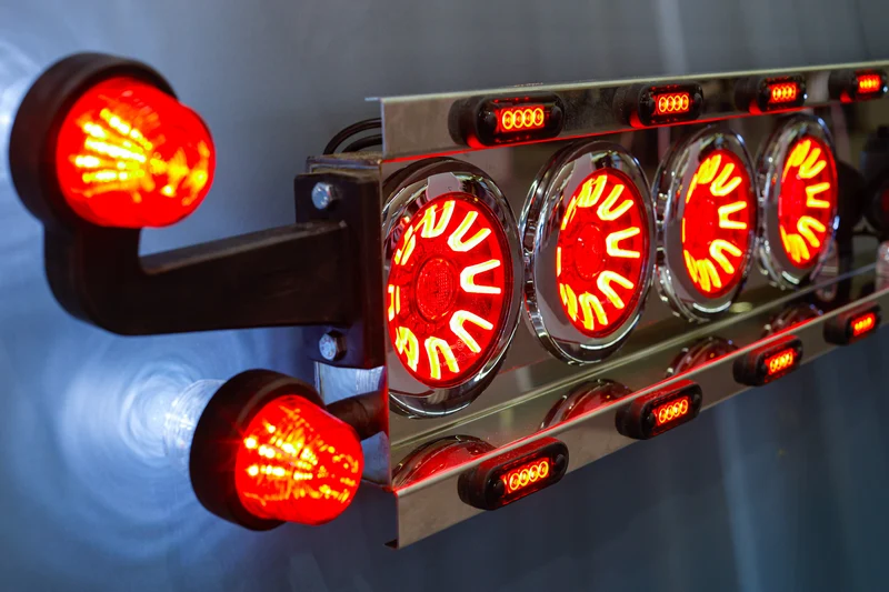 Fristom Dark Round Rear Light with Fog, Tail & Reverse / Chrome Cover