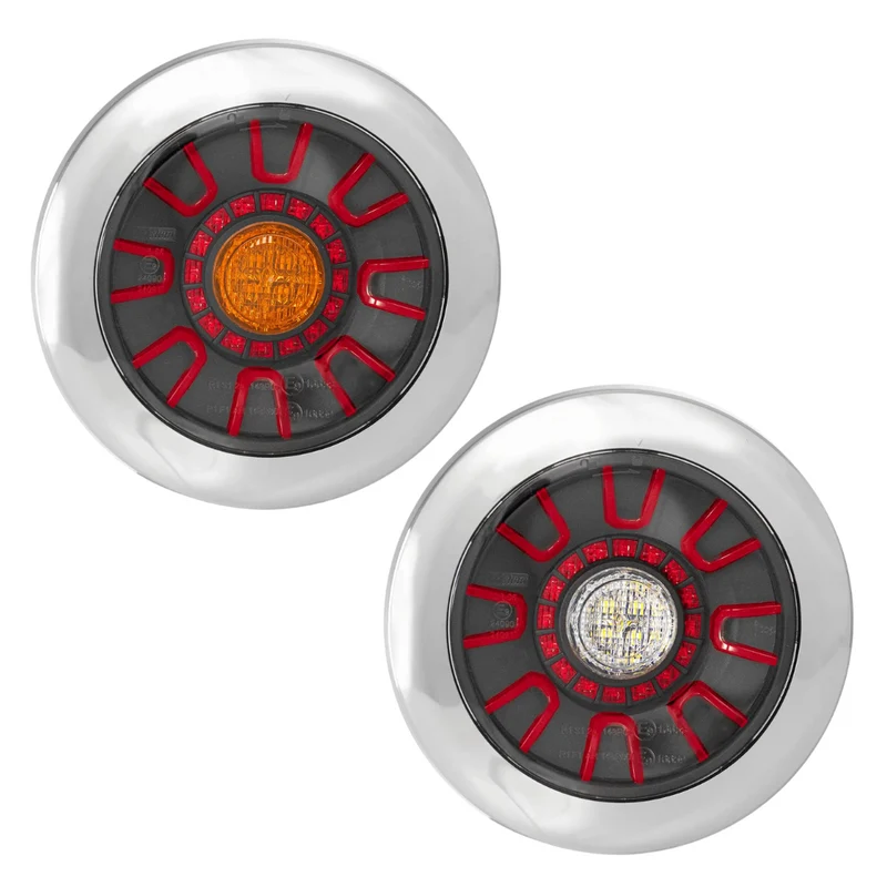 Fristom Dark Round Rear Light with Stop,Tail & Indicator / Chrome Cover