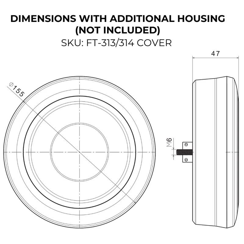 Fristom Dark Round Rear Light with Fog, Tail & Reverse / Chrome Cover