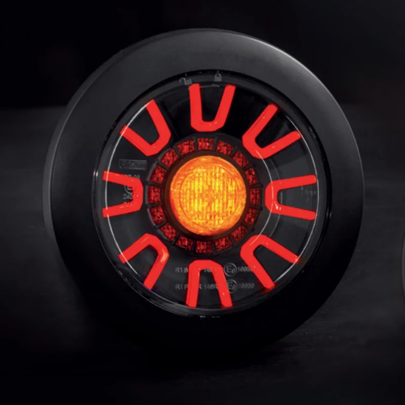 Fristom Dark Round Rear Light with Stop,Tail & Indicator / Black Cover