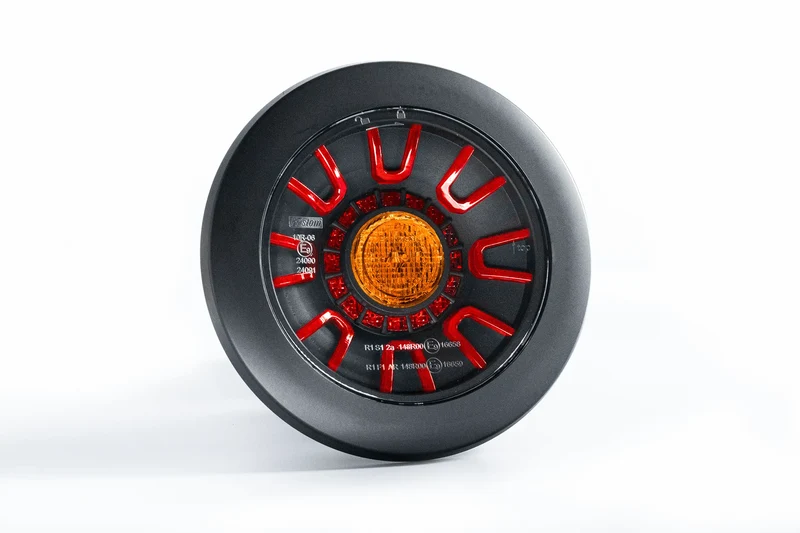 Fristom Dark Round Rear Light with Stop,Tail & Indicator / Black Cover