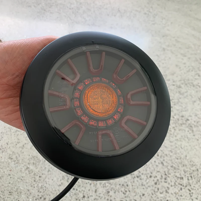 Fristom Dark Round Rear Light with Stop,Tail & Indicator / Black Cover