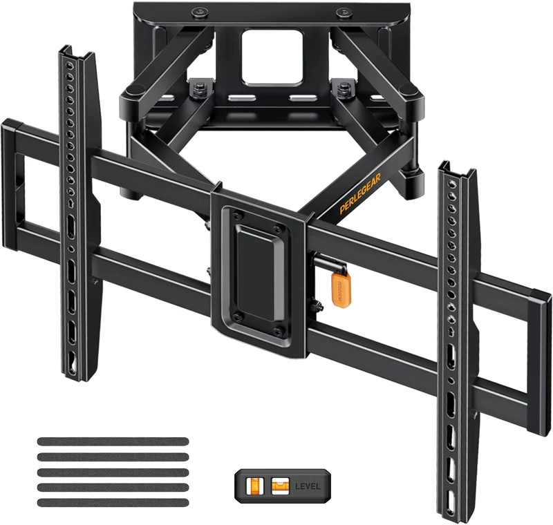 Perlegear Supporto TV Parete da 37-82 Pollici, Staffa TV Girevole Inclinabile ed Estendibile, Braccio Ultra Resistente Fino 60kg, VESA 200x100-600x400mm
