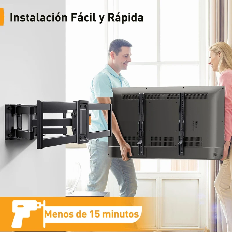 Perlegear Supporto TV Parete da 37-82 Pollici, Staffa TV Girevole Inclinabile ed Estendibile, Braccio Ultra Resistente Fino 60kg, VESA 200x100-600x400mm