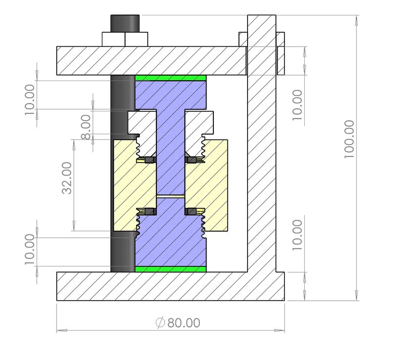Kit standard di morsettiera e cella di prova per batterie a stato solido, modello GT02 CG