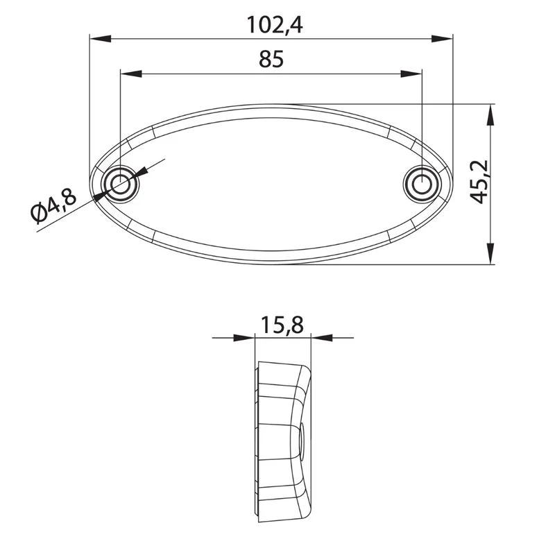 Fristom Oval Trailer Style LED Marker Light with Reflector