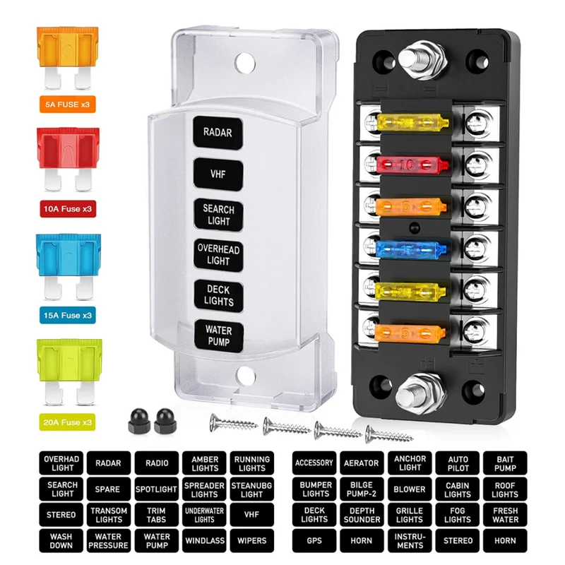 6 Way Fuse Box with Positive & Negative Busbar
