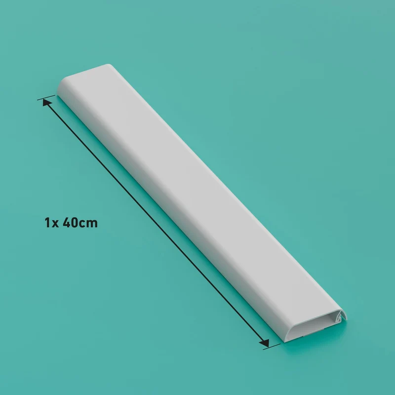D-Line Canalina, Copricavi per parete, Cavo TV ordinato, Verniciabile, Autoadesivo, Design monopezzo incernierato - 1 x 60 mm (P) x 15 mm (A) per 40cm (L) - Bianco