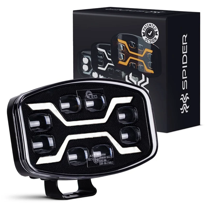 Dark X-Spider LED Spot Light with White DRL & Strobe Function / 9"