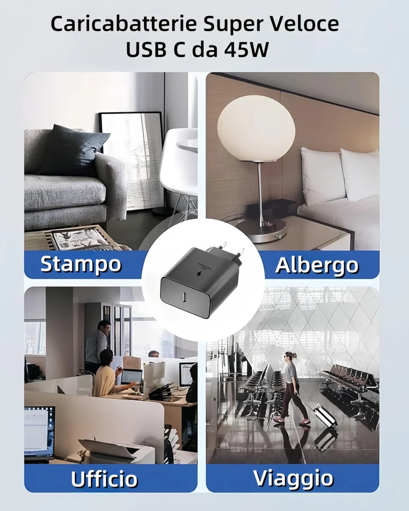 45W USB C Caricatore Caricabatterie Rapido Caricabatterie Sumsamg Veloce con 2M Cavo per Samsung Galaxy S25 S24 S23 S23+ /S23 Ultra /S22/S21/S20/Note20/A73/A53/S10 Tipo C Spina Ricarica Adattatore