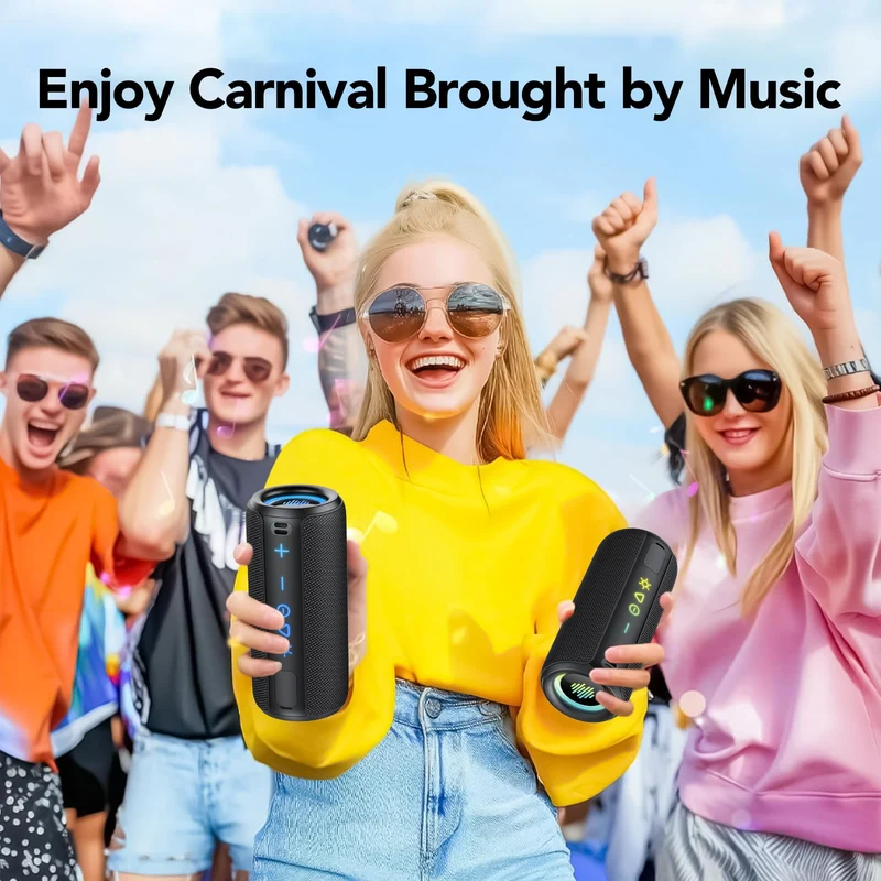 Cassa Bluetooth Portatile Potente 30W, Altoparlante Bluetooth 5.4 con Miglioramento Basso 3.0, IPX7 Speaker BluetoothAccoppiamento TWS, 30H di Autonomia con 8 Modalità RGB, Supporto Micro-Con, AUX, TF