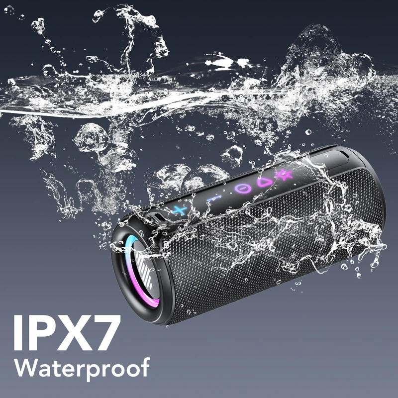 Cassa Bluetooth Portatile Potente 30W, Altoparlante Bluetooth 5.4 con Miglioramento Basso 3.0, IPX7 Speaker BluetoothAccoppiamento TWS, 30H di Autonomia con 8 Modalità RGB, Supporto Micro-Con, AUX, TF