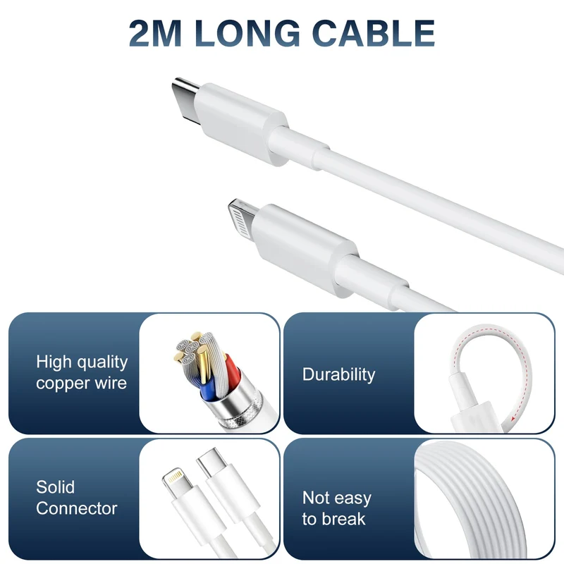25W Caricatore for iPhone 14/14 Pro/14 Pro Max/13/13 Pro/13 Pro Max/12/12Pro/12 ProMax/11/11Pro/11 ProMax, Caricabatterie Rapido iPhone with 2M Cavo USB C- Lightning Spina Adattatore Alimentatore