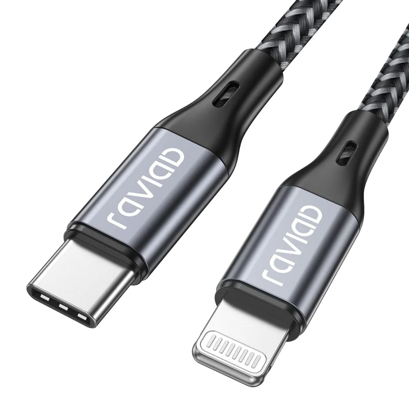 RAVIAD Cavo USB C a Lightning 1M [Certificato MFi] Cavo iPhone USB Tipo C in Nylon Carica Rapida Caricatore per iPhone 14/13/13 Pro/13 Pro Max/12 Mini/11 Pro/11 Pro Max/11/SE 2020/XR/XS/X/8/8 Plus