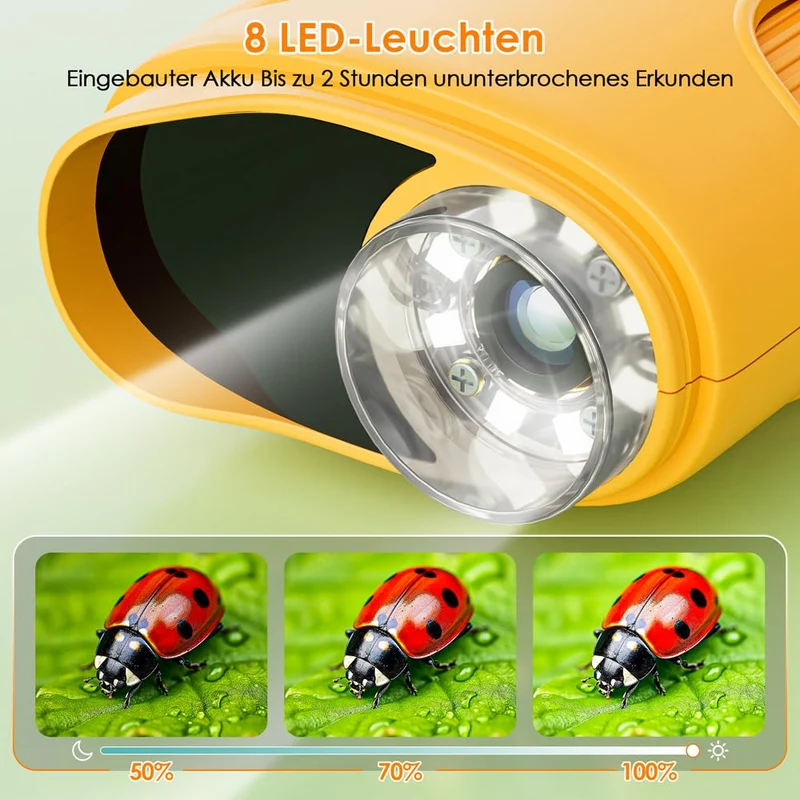 Microscopio Bambini, Temodu Microscopio Digitale da 2.0‘’, Elettronico Portatile 1000X con 8 luci LED Regolabili, può essere utilizzato come regalo di compleanno o di Natale 3 agli
