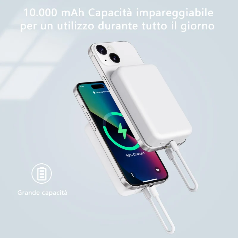 Liverchy Power Bank Magnetico for Magsafe - Compatibile con iPhone 17 16 15 14 13 12 Series Wireless Caricatore 10000mAh Portatile Powerbank Battery Pack Caricabatterie Rapida Batteria Esterna