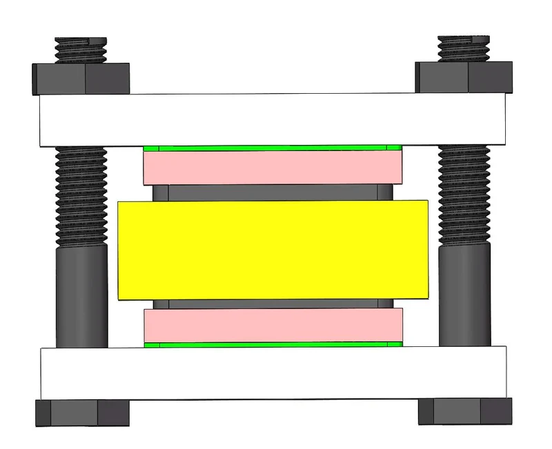 Kit maschera di pressione e cella di prova quadrata per batteria a stato solido, modello GT05