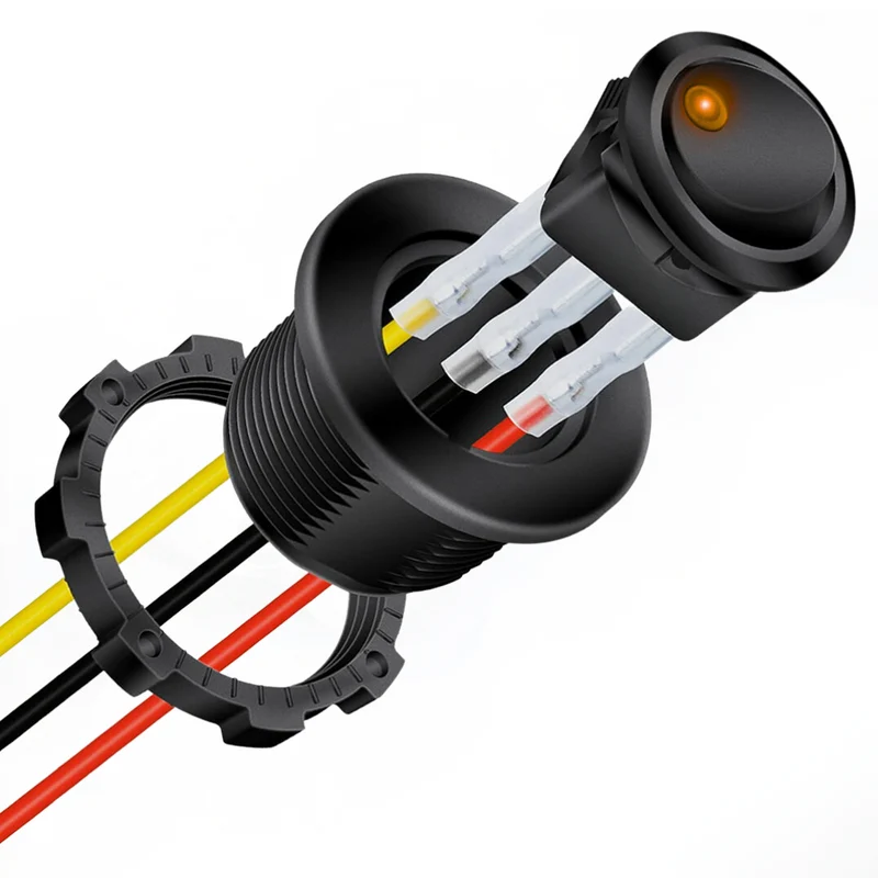 Round LED Rocker Switch with Cables & Housing