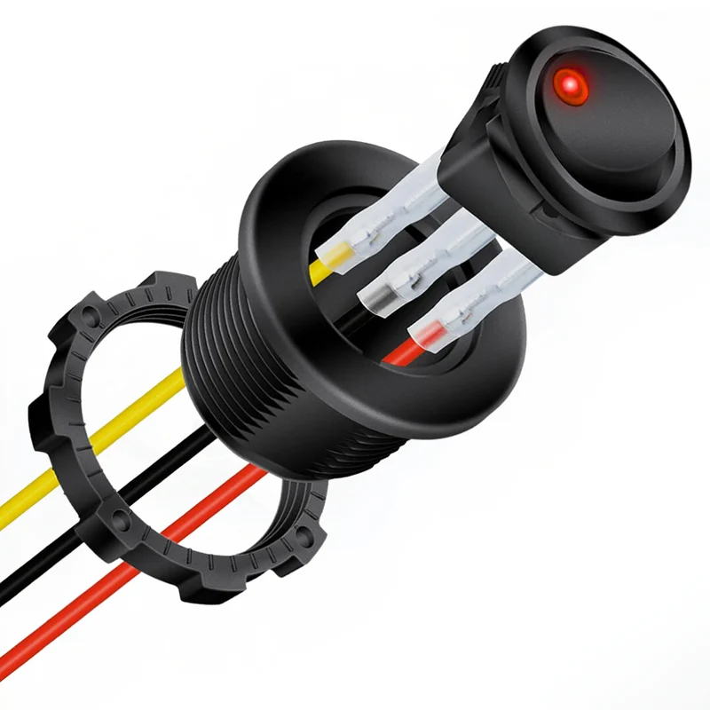 Round LED Rocker Switch with Cables & Housing