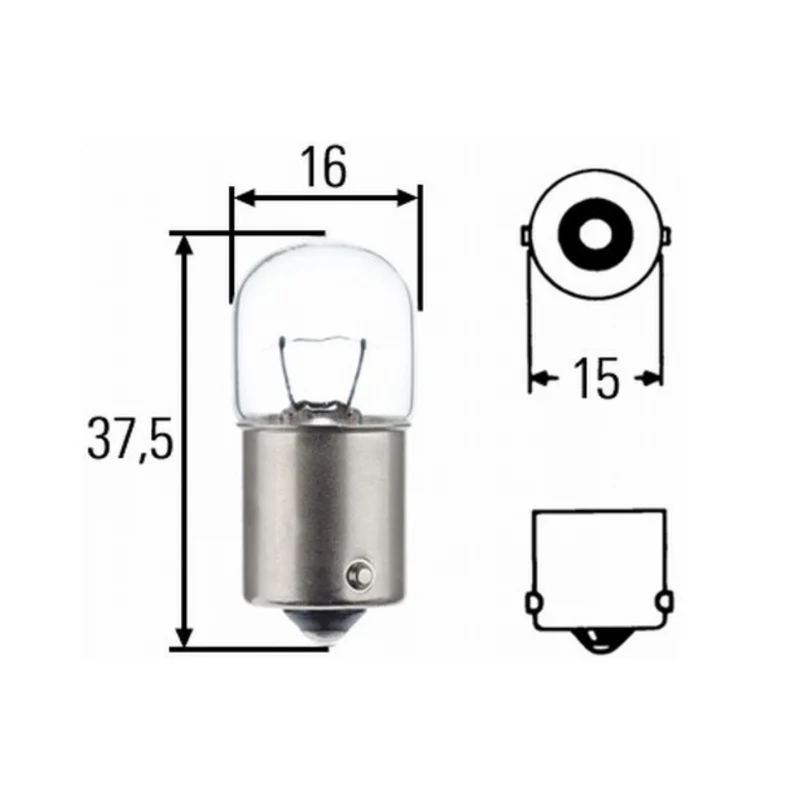 Lampadine per luci posteriori Hella 24 V per camion/5 W SCC/Contatto singolo piccolo/N. 149/Confezione da 10