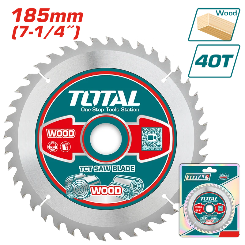 Disco Taglio Legno per Seghe Circolari - 185 mm, 40 Denti