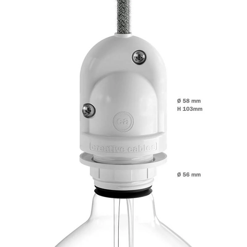 Portalampada Cablabile da Esterno E27 Creative-Cables Eiva IP65 Bianco/Nero