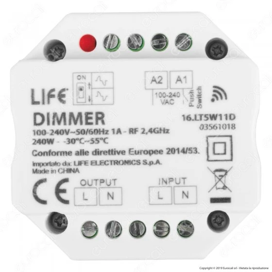 Dimmer da Incasso per LED Life 240W Wireless Bianco – 16.LT5W11D