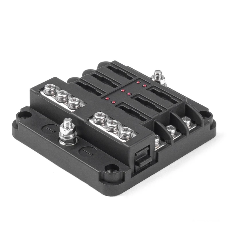 Ceramic Blade Fuse Box with Positive & Negative Studs / 6 Way
