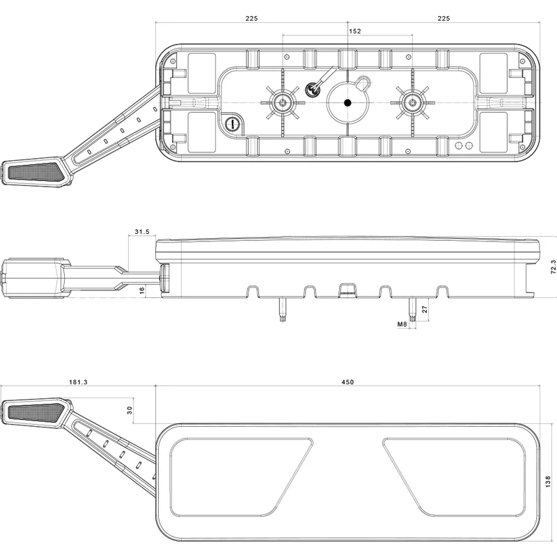 Fristom Grande lampada a LED per rimorchio con indicatore di contorno / 6 funzioni