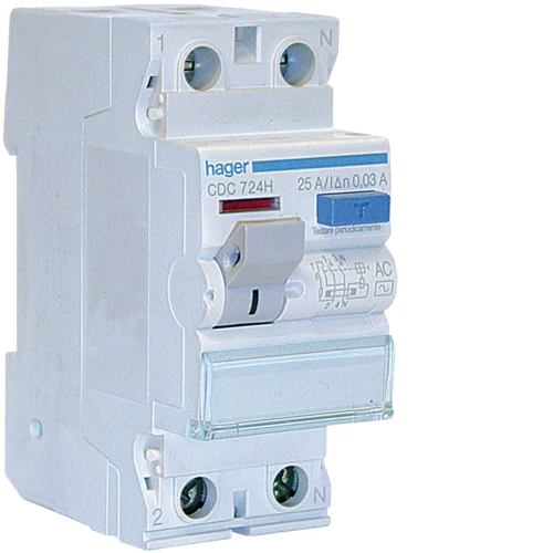 Interruttore Differenziale Puro Hager 2P 25A 30mA Tipo AC – CDC724H