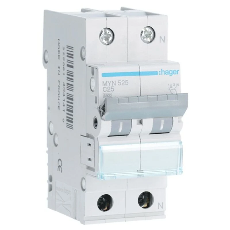 Interruttore Magnetotermico Automatico Hager 2P 4,5kA 6-63A – Serie MYN